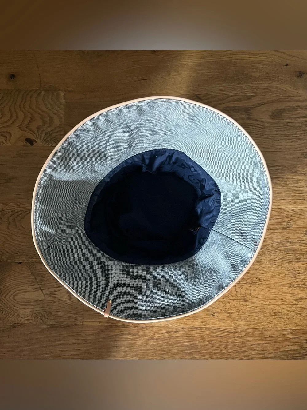 Louis Vuitton Blue Denim Bucket Hat with Tan Leather Monogram